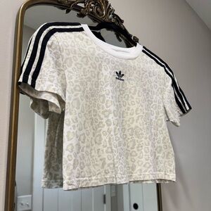 Adidas Leopard Print Cropped Tee
